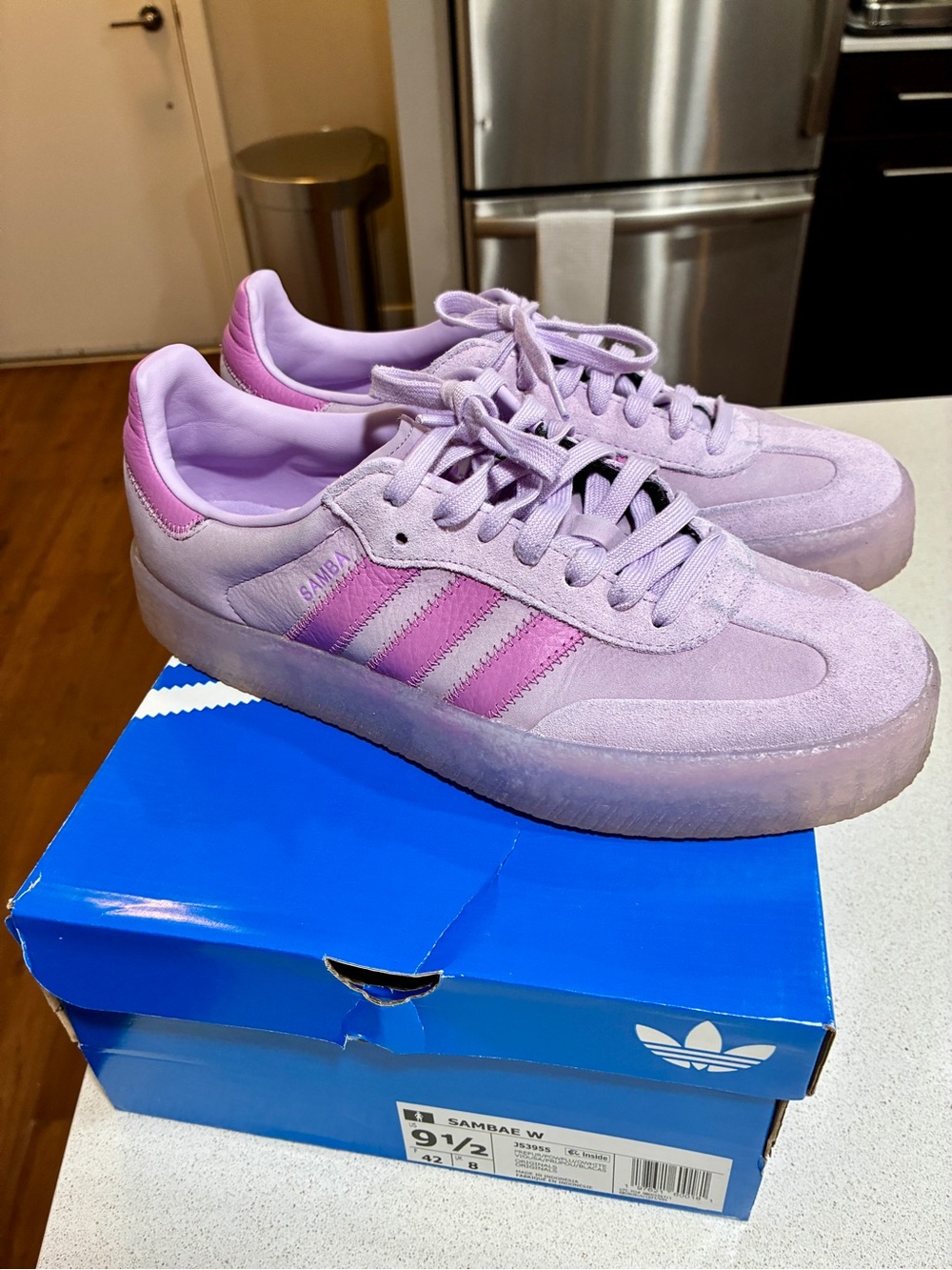 Used Adidas Samba Women's Lavender Suede Sneakers 9.5